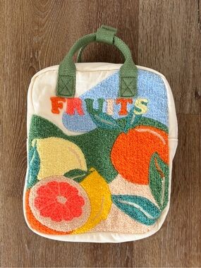Zara Kids Backpack with Colorful Fruit Embroidery| Boho, Vacation, Tropical
